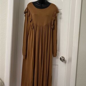People of Leisure Hannah CottageCore LagenLook Rust Colored Comfort Dress Sz L